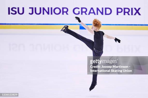 Maxim Zharkov of the United States competes in the Junior Men's Short Program during the ISU Junior Grand Prix of Figure Skating at Patinoire du...