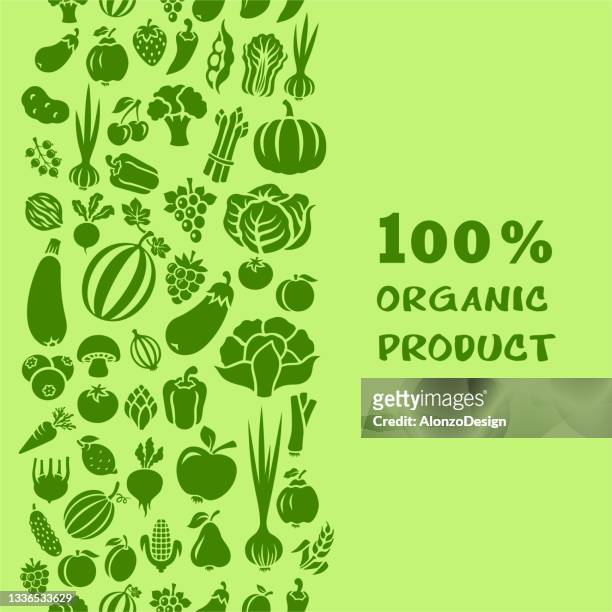stockillustraties, clipart, cartoons en iconen met 100% organic product - komkommer