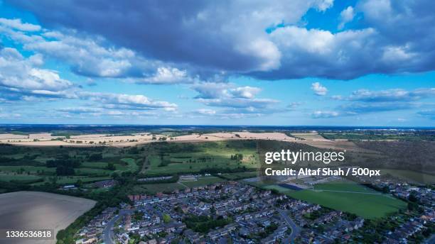 high angle view of townscape against sky,luton,united kingdom,uk - bedfordshire stock pictures, royalty-free photos & images