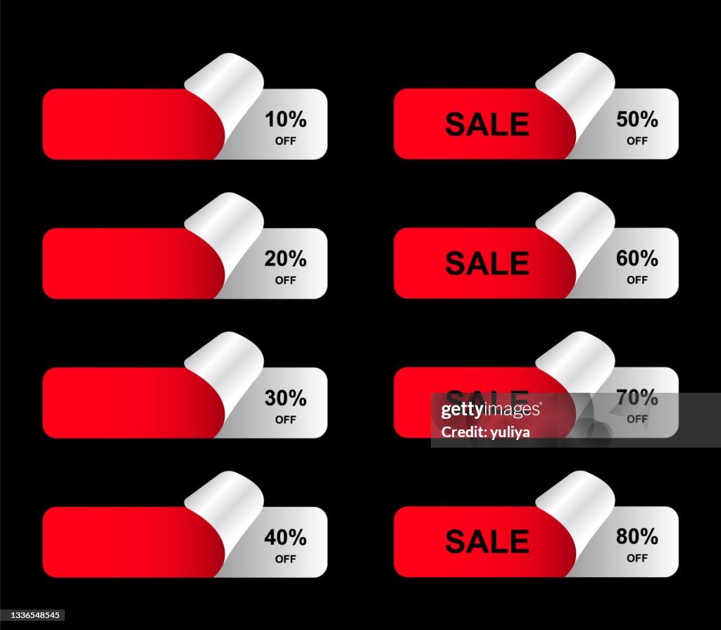Percentage Labels Sale Stickers Tags And Labels With Percentage Discount Red Sticker With ...