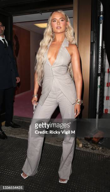 Molly-Mae Hague seen attending PrettyLittleThing by Molly Mae - launch party at Novikov on August 26, 2021 in London, England.