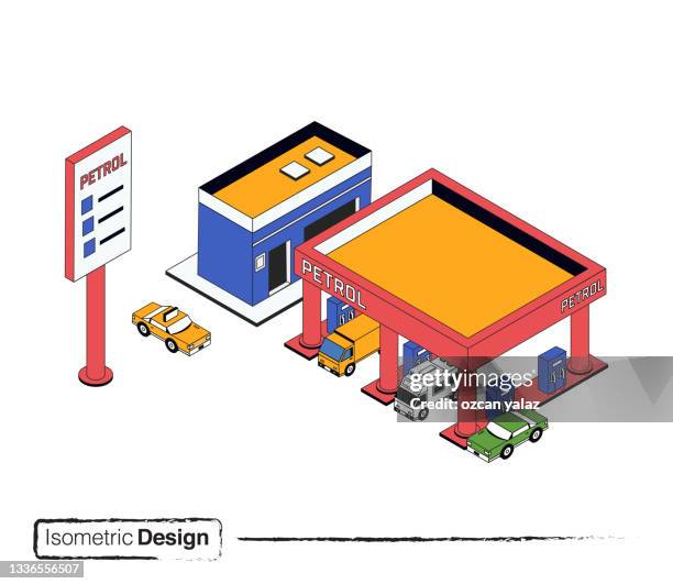 modern flat design concept of isometric oil office. - self service stock illustrations