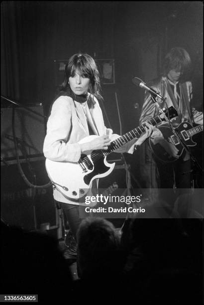 Chrissie Hynde and James Honeyman-Scott on guitar of The Pretenders performing at the Nashville Rooms, London, UK on 8 March 1979.