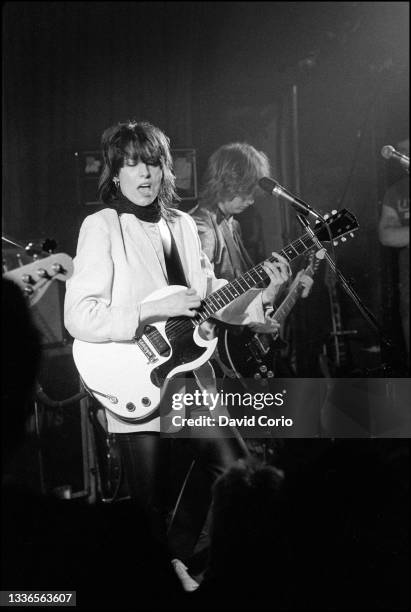 Chrissie Hynde and James Honeyman-Scott on guitar of The Pretenders performing at the Nashville Rooms, London, UK on 8 March 1979. Chrissie Hynde is...