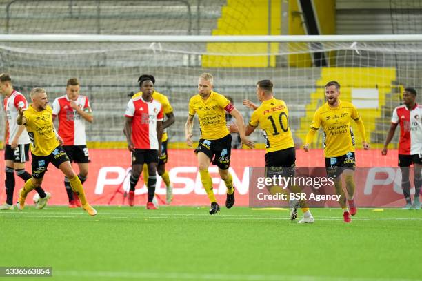 Johan Larsson of IF Elfsborg celebrate first IF Elfsborg goal of the evening during the UEFA Conference League match between IF Elfsborg and...