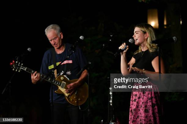John McEnroe and his daughter Ava McEnroe perform onstage at Citi Taste Of Tennis celebration at Tavern On the Green on August 26, 2021 in New York...