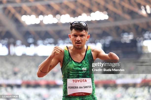 Petrucio Ferreira dos Santos of Team Brazil competes in Men's 100m - T47 heats on day 3 of the Tokyo 2020 Paralympic Games at the Olympic Stadium on...