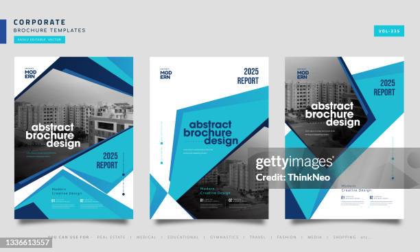 corporate book cover design template set in a4 - construction hoarding stock illustrations