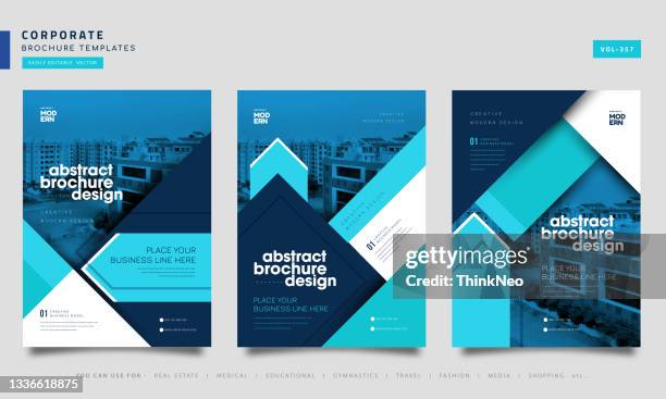 corporate brochure template set with provision for image - corporate invitation stock illustrations