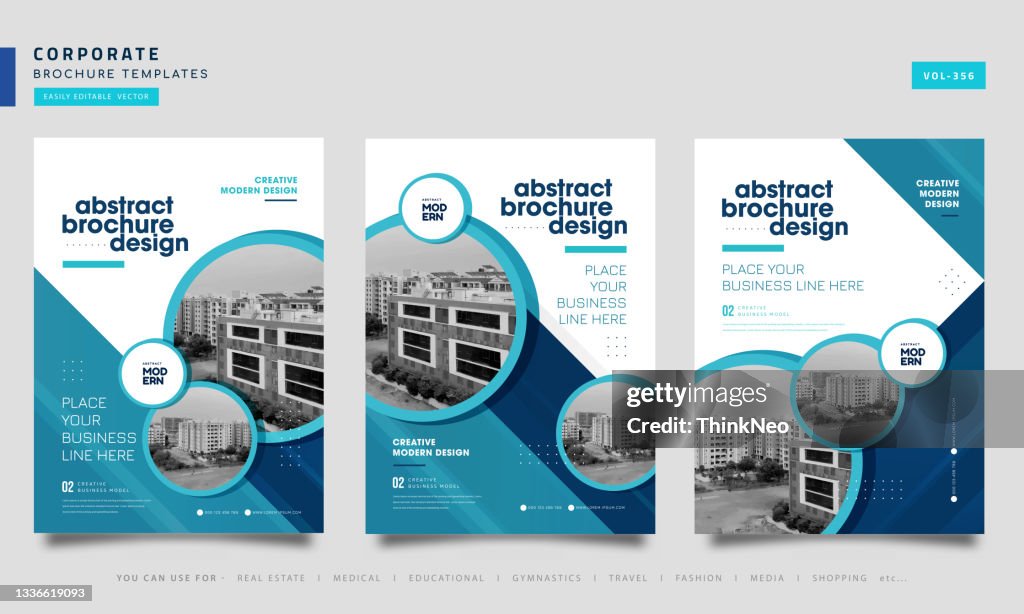 ビジネス向けのフライヤーデザインレイアウトのセット。背景にカラーベクトルイラストを含む抽象的なイラスト。年次報告書、工業カタログ、企業デザインに適しています