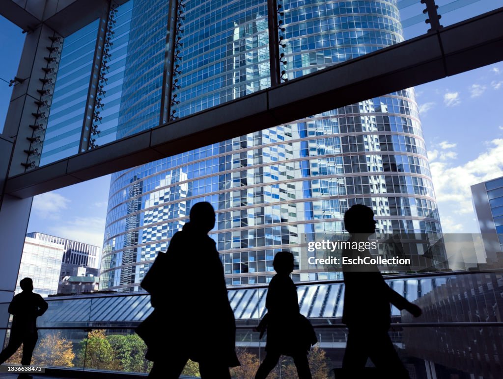 Morning commute at Shinagawa business district of Tokyo, Japan
