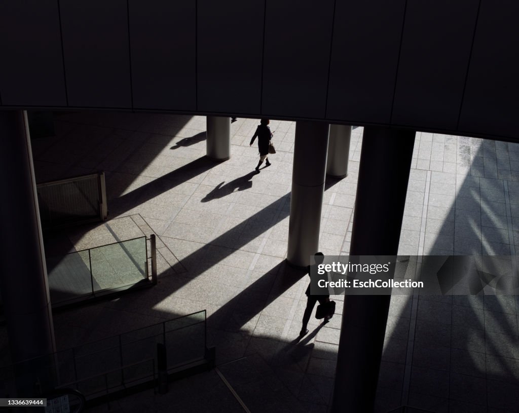 Morning commute at modern business district in Tokyo, Japan