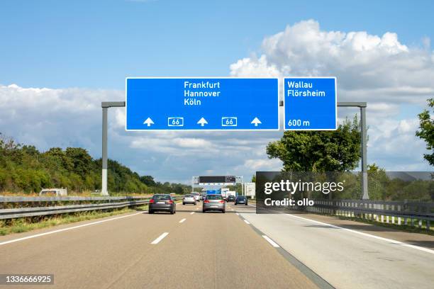 traffic on german autobahn a66 - wiesbaden-nordenstadt - autobahn stock pictures, royalty-free photos & images