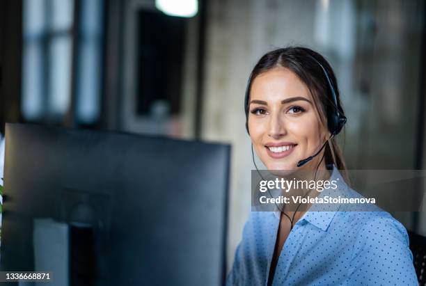 answering your call with a smile - switchboard operator stock pictures, royalty-free photos & images