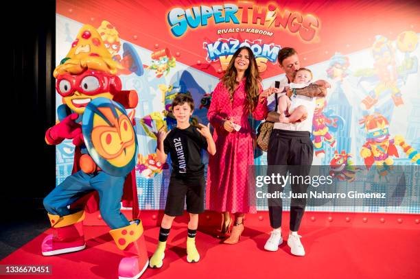 Romina Belluscio and Jose Maria Gutierrez aka Guti attend 'Kazoom Kids' photocall at Espacio 5.1 on August 27, 2021 in Madrid, Spain.