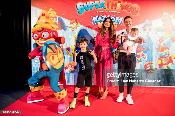 Romina Belluscio and Jose Maria Gutierrez aka Guti attend 'Kazoom Kids' photocall at Espacio 5.1 on August 27, 2021 in Madrid, Spain.