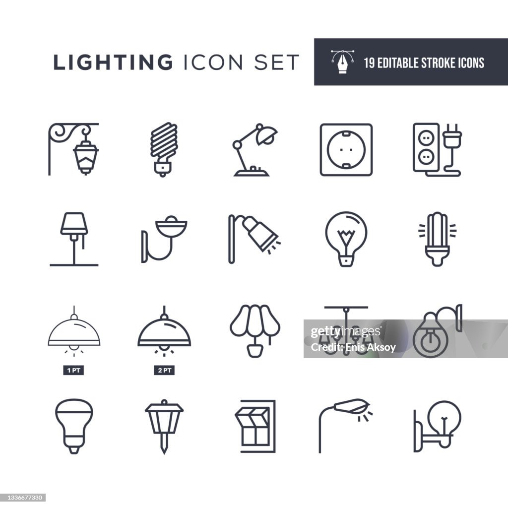 Lighting Editable Stroke Line Icons