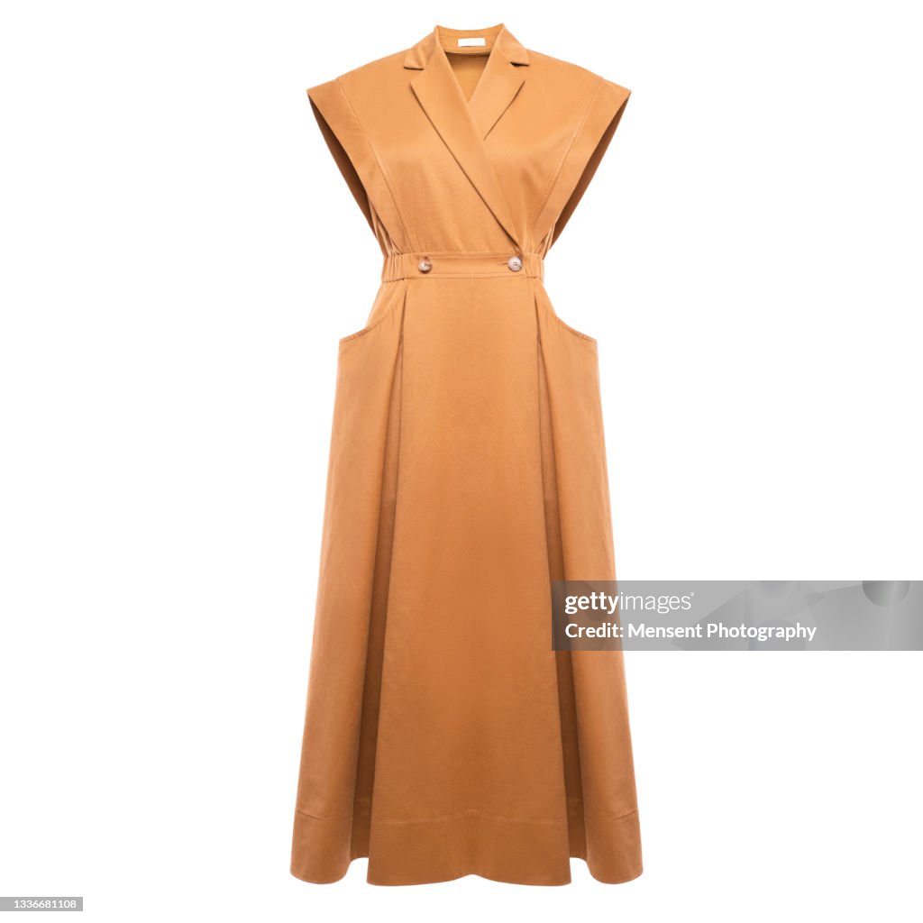 Women's fashionable dress isolated in white background, invisible mannequin