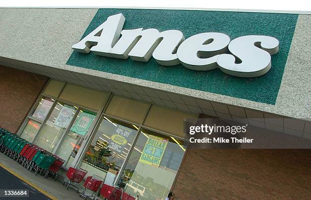 An Ames Department Store stands August 14, 2002 in Alexandria, Virginia. Ames Chairman and CEO Joseph R. Ettore in announced that the discount chain...