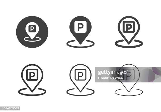 parking zone icons - multi series - parking stock illustrations