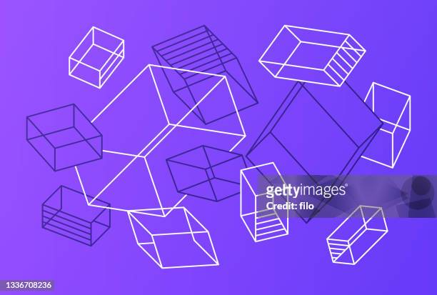 abstrakte geometrische formen würfel moderner hintergrund - order vs chaos stock-grafiken, -clipart, -cartoons und -symbole