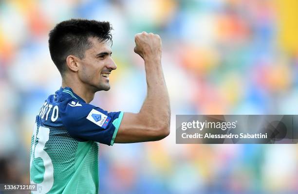 Ignacio Pussetto of Udinese Calcio celebrates after scoring the opening goal during the Serie A match between Udinese Calcio and Venezia FC at Dacia...