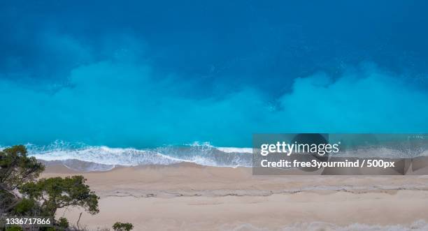 aerial view of beach,egremni beach,greece - egremni stock pictures, royalty-free photos & images