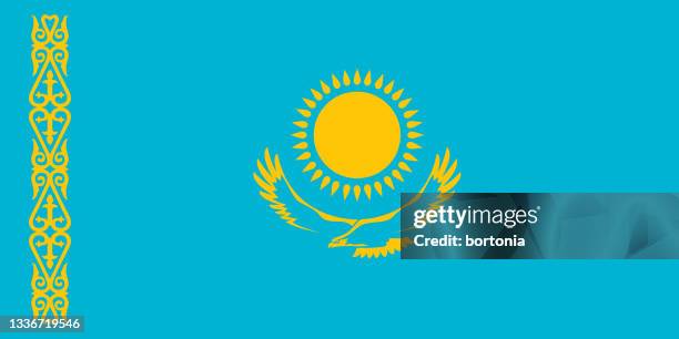 ilustraciones, imágenes clip art, dibujos animados e iconos de stock de bandera de asia de la república de kazajstán - kazajistán