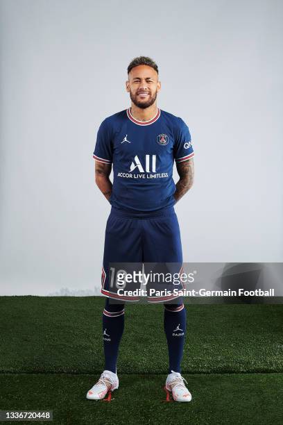 Neymar of Paris Saint-Germain poses for a photo on August 11, 2021 in Paris, France.