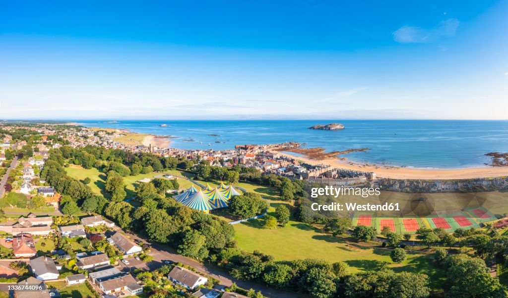 UK, Scotland, North Berwick, Seaside town during summer music festival