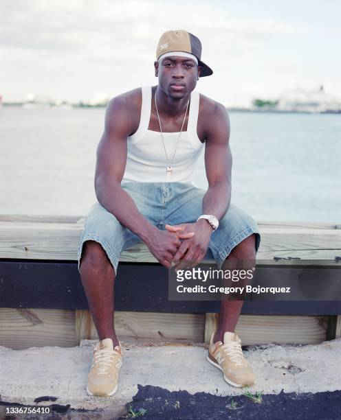 Superstar, Dwyane Wade, outside the American Airlines Arena on October 15, 2004 in Miami, Florida.
