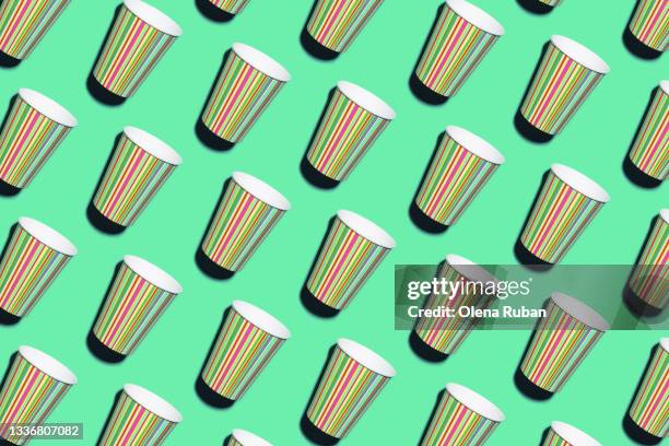 colored paper glasses as pattern background close-up - mint green photos et images de collection