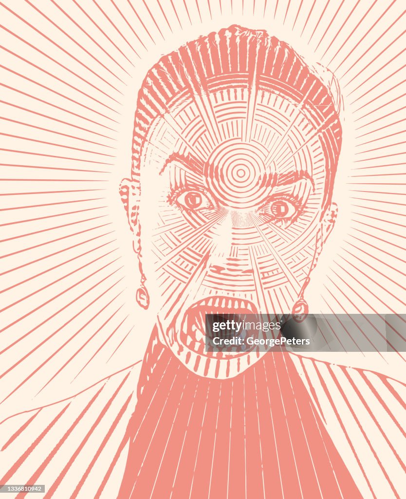Woman with shocked facial expression