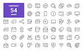 Contact Line Icons. Editable Stroke. Pixel Perfect.
