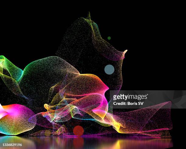 neon waves - particle stock-fotos und bilder
