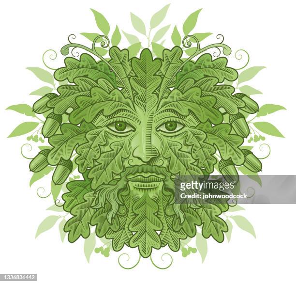 grüner mann vektor illustration - wicca stock-grafiken, -clipart, -cartoons und -symbole