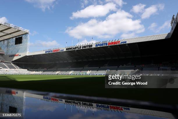 General view inside the stadium prior to the Premier League match between Newcastle United and Southampton at St. James Park on August 28, 2021 in...