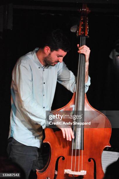 Reuben Samama of Jef Neve Trio performs on stage at Pizza Express Jazz Club during Day 9 of the London Jazz Festival 2011 on November 19, 2011 in...