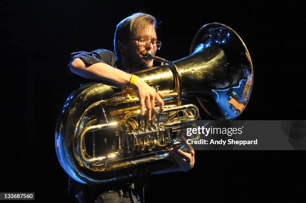 Kristoffe Lo of PELbO performs on stage at Kings Place during Day 9 of the London Jazz Festival 2011 on November 19, 2011 in London, United Kingdom.