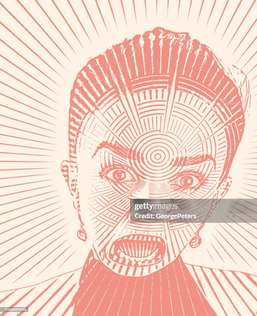 Woman with shocked facial expression