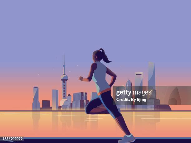 running girl - shanghai city life stock pictures, royalty-free photos & images