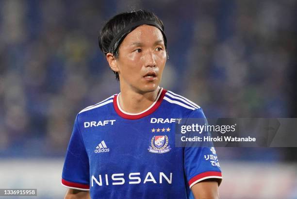 Jun Amano of Yokohama F.Marinos looks on during the J.League Meiji Yasuda J1 match between Yokohama F.Marinos and Kashima Antlers at Nissan Stadium...