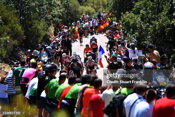 General view of Romain Bardet of France and Team DSM, Matthew Holmes of United Kingdom and Team Lotto Soudal, Andrey Zeits of Kazahkstan and Team...