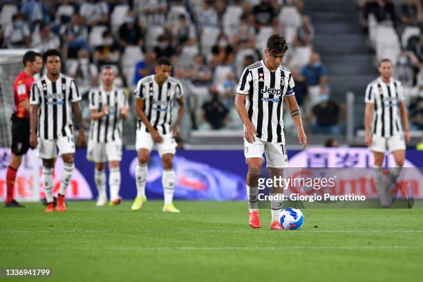 Paulo Dybala of Juventus reacts during the Serie A match between Juventus and Empoli FC at Juventus Stadium on August 28, 2021 in Turin, Italy.