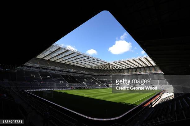 General view inside the stadium prior to duri the Premier League match between Newcastle United and Southampton at St. James Park on August 28, 2021...