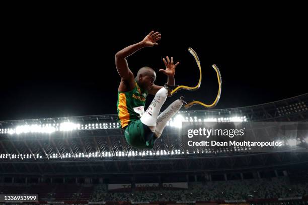 Ntando Mahlangu of Team South Africa competes in the Men’s Long Jump - T63 Final on day 4 of the Tokyo 2020 Paralympic Games at Olympic Stadium on...