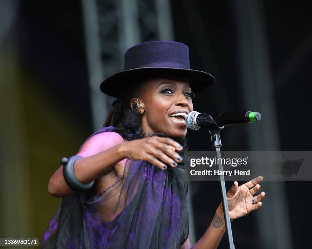 Skye Edwards of Morcheeba performs at Victorious Festival on August 28, 2021 in Portsmouth, England.