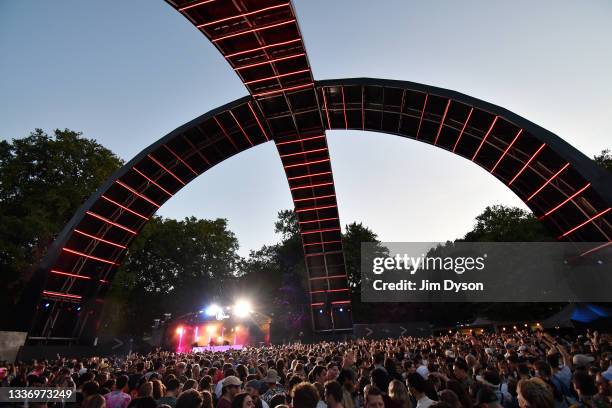 View of the BBC 6 Music stage during the second day of All Points East Festival 2021 at Victoria Park on August 28, 2021 in London, England.