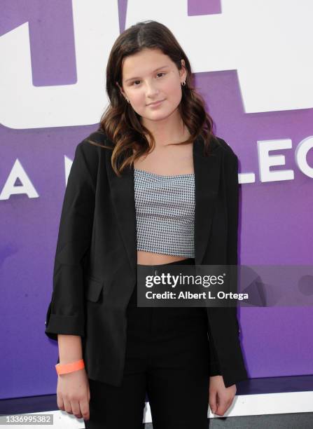 Hayley LeBlanc arrives for the Premiere Of Warner Bros "Space Jam: A New Legacy" held at Regal LA Live on July 12, 2021 in Los Angeles, California.