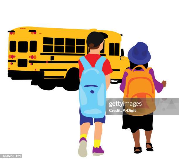 illustrations, cliparts, dessins animés et icônes de enfants de l’autobus scolaire - bus scolaire